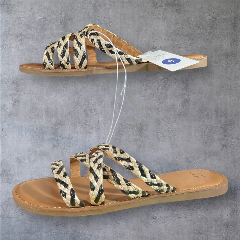 Woven Aesthetic Strappy Slip On Flats Slides Lalli Sandals Beachy Vacay